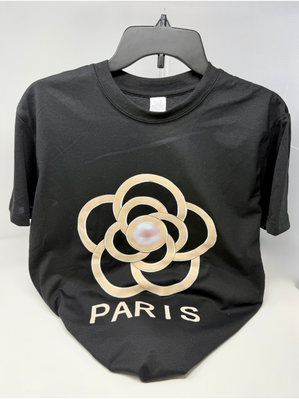 Black Paris Floral Pearl Graphic Tee NWOT - Picture 2 of 4